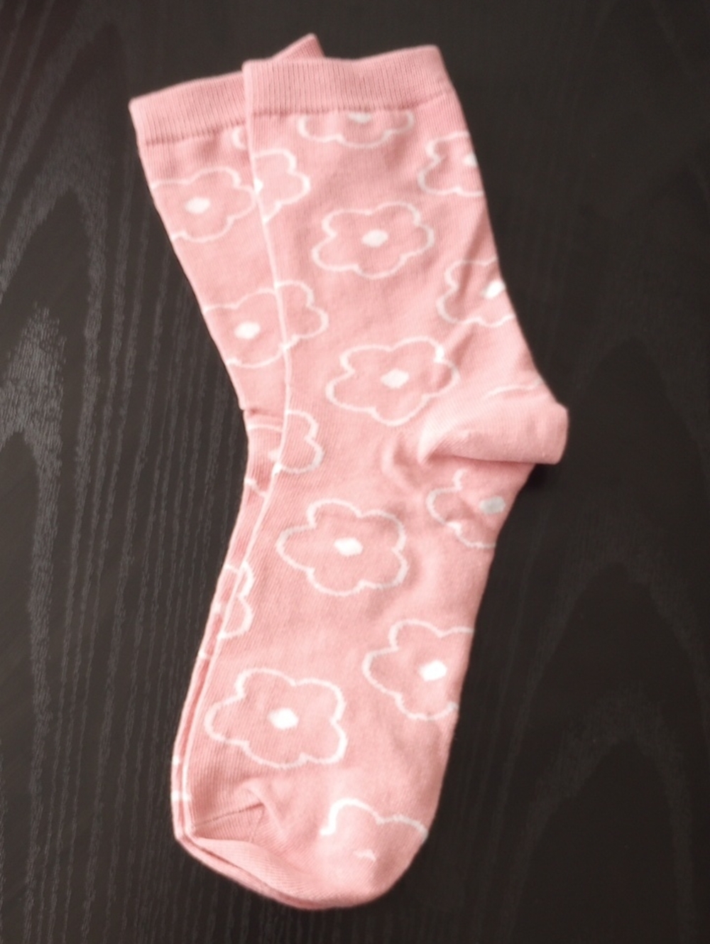 Pink Floral Crew Mid-calf Socks Cute Bloom Pattern